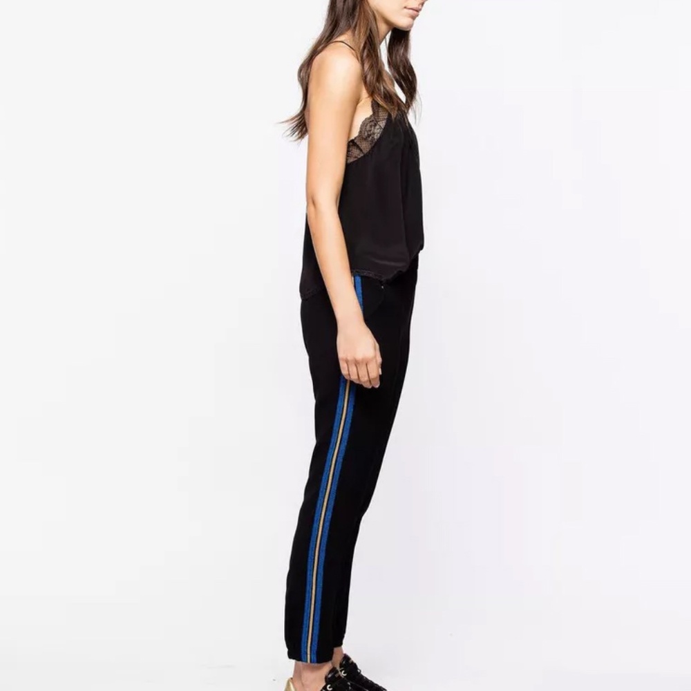 Zadig & Voltaire Porte Tweed Black Pants Metallic Side Stripe